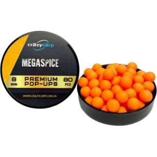Бойли Crazy Carp Premium Pop-Ups 8mm Megaspice (80шт/уп)