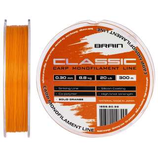 Волосінь Brain Classic Carp Line (solid orange) 300m 0.30mm 20lb 8.8kg