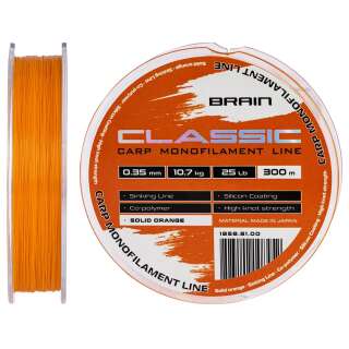 Волосінь Brain Classic Carp Line (solid orange) 300m 0.35mm 25lb 10.7kg