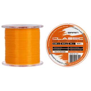 Волосінь Brain Classic Carp Line (solid orange) 600m 0.25mm 15lb 6.6kg