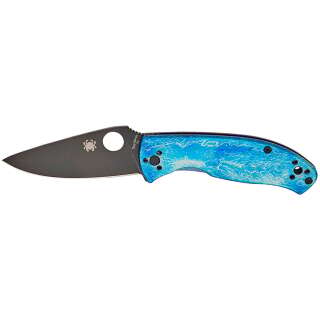 Ніж Spyderco Tenacious Black Blade D2 Titanium Blue