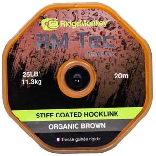Повідковий матеріал RidgeMonkey RM-Tec Stiff Coated Hooklink Organic Brown 35lb 20м