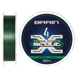 Шнур Brain Scout 4X 150m (deep green) 0.080mm 4.4kg