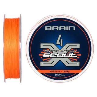 Шнур Brain Scout 4X 150m (fluoro Orange) 0.163mm 9.8kg