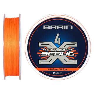 Шнур Brain Scout 4X 150m (fluoro Orange) 0.205mm 14.6kg