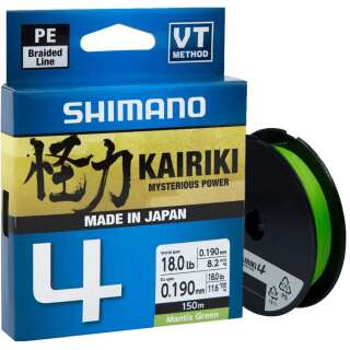 Шнур Shimano Kairiki 4 PE 150m (Mantis Green) 0.16mm 8.1kg