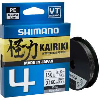 Шнур Shimano Kairiki 4 PE (Steel Gray) 150m 0.10mm 6.8kg