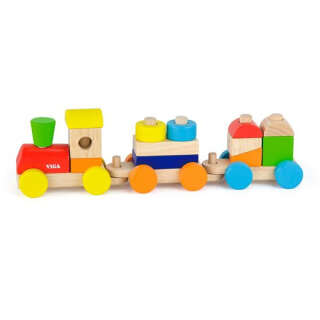 Деревянный поезд Viga Toys Цветные кубики (51610)