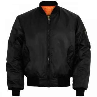 Куртка-бомбер летная Mil-Tec MA1, Black/Orange