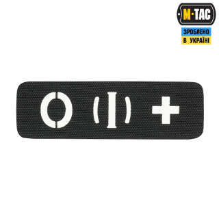M-Tac нашивка група крові O (I) + наскрізна Laser Cut 25х80 Black