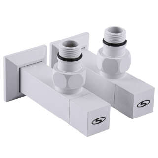 Набір Кран напівобертовий кутовий з американкою SOLOMON LUX 1/2″ CUBE WHITE 8888 (1уп)