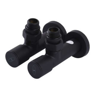 Набір Кран вентильний кутовий з американкою SOLOMON LUX 1/2″ 7777 (2шт.) BLACK (1уп)