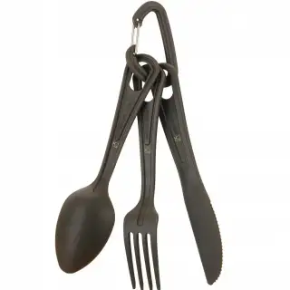 Набір столовий польовий пластиковий (3 предмети з карабіном) Olive