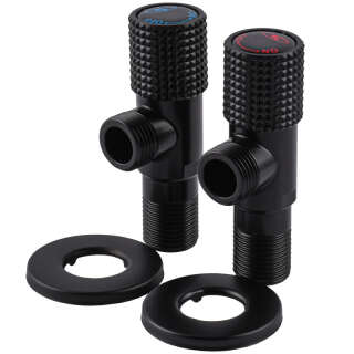 !!Набір кранів кутових кераміка SOLOMON EXCLUSIVE 1/2″X1/2″ 9889 BB (BLACK/BLACK) (комплект2шт.)