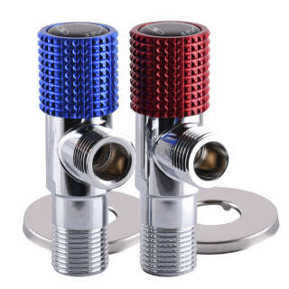 !!Набір кранів кутових кераміка SOLOMON EXCLUSIVE 1/2″X1/2″ 9889 RED/BLUE (1уп.)