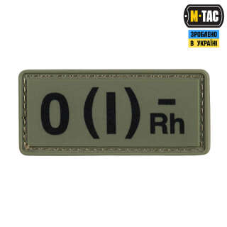 M-Tac нашивка група крові O(I) Rh(-) PVC 25х60 Olive